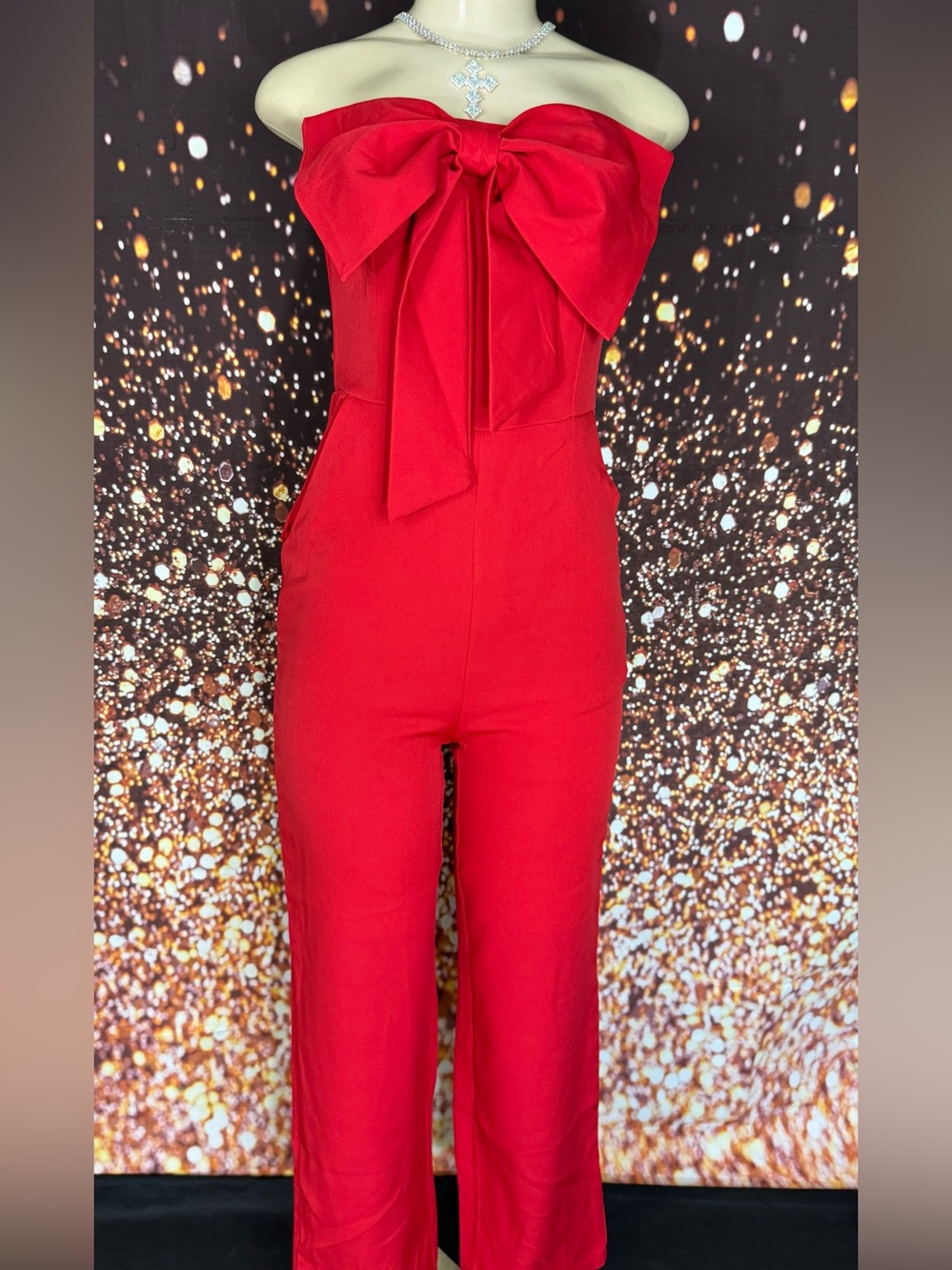Strapless Red Bow Front Women’s Dress